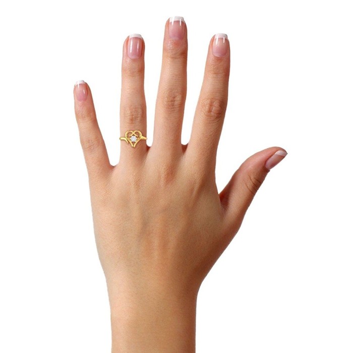 14 Kt Yellow Gold Shianne Hearts Diamond Ring For Women Ring